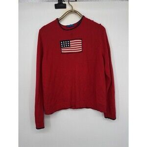 Vintage American Flag Sweater Womens Size XL Red 90s Karen Scott Australia